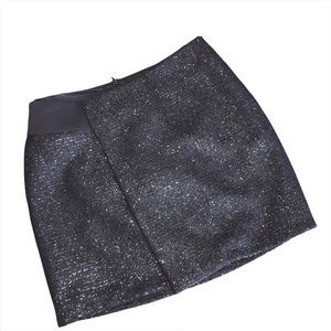Le Lis Blanc Black Glitter Tweed Mini Skirt  Holiday Party Night Out Size Medium